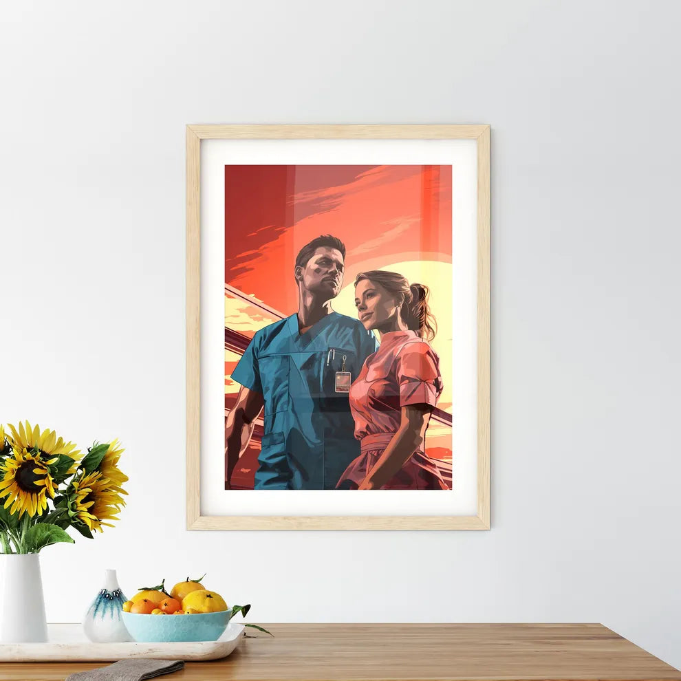 A Man And Woman Standing Togethe - Kitchen Hangings