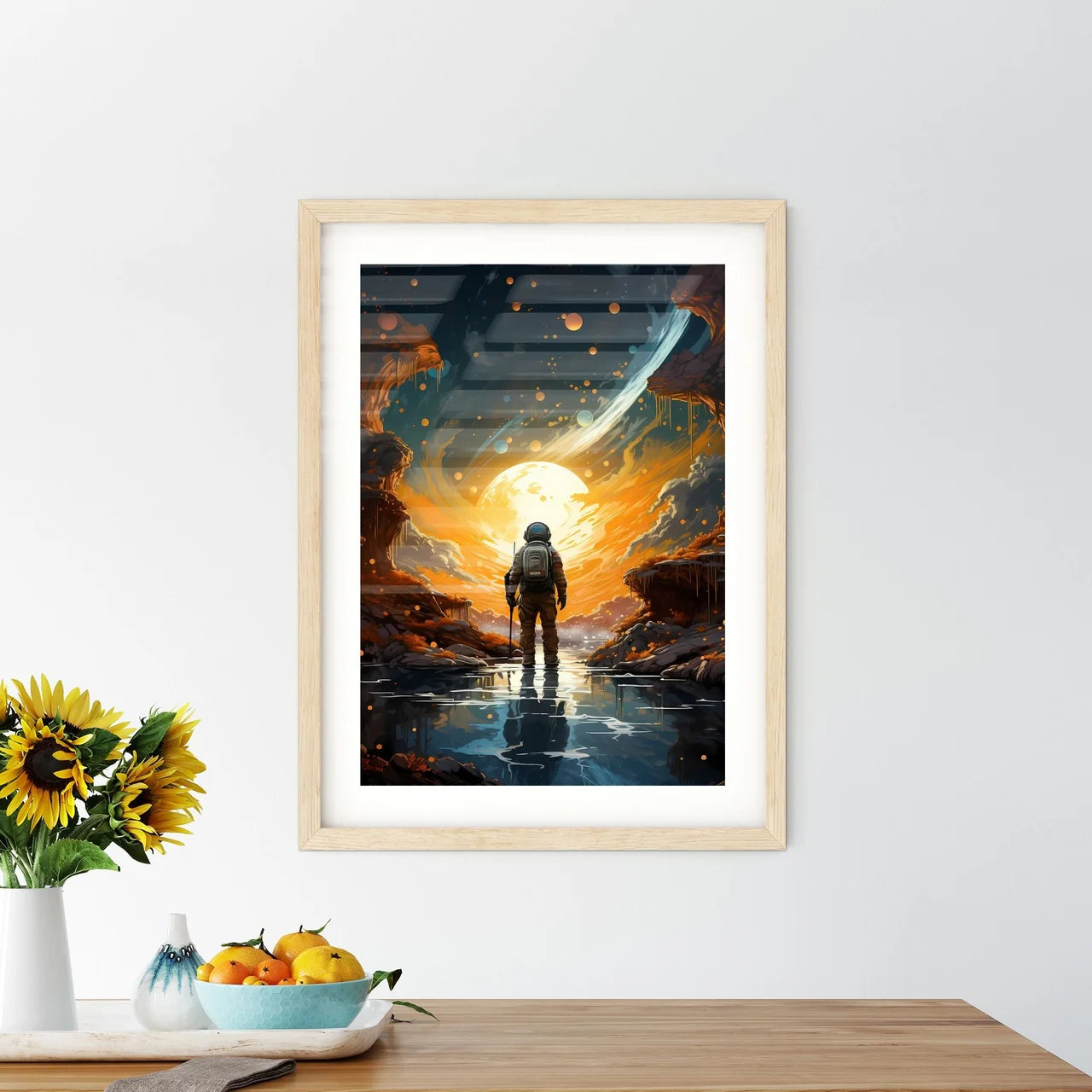 A Man In Space Suit Standing In Water With A - Kitchen Hangings