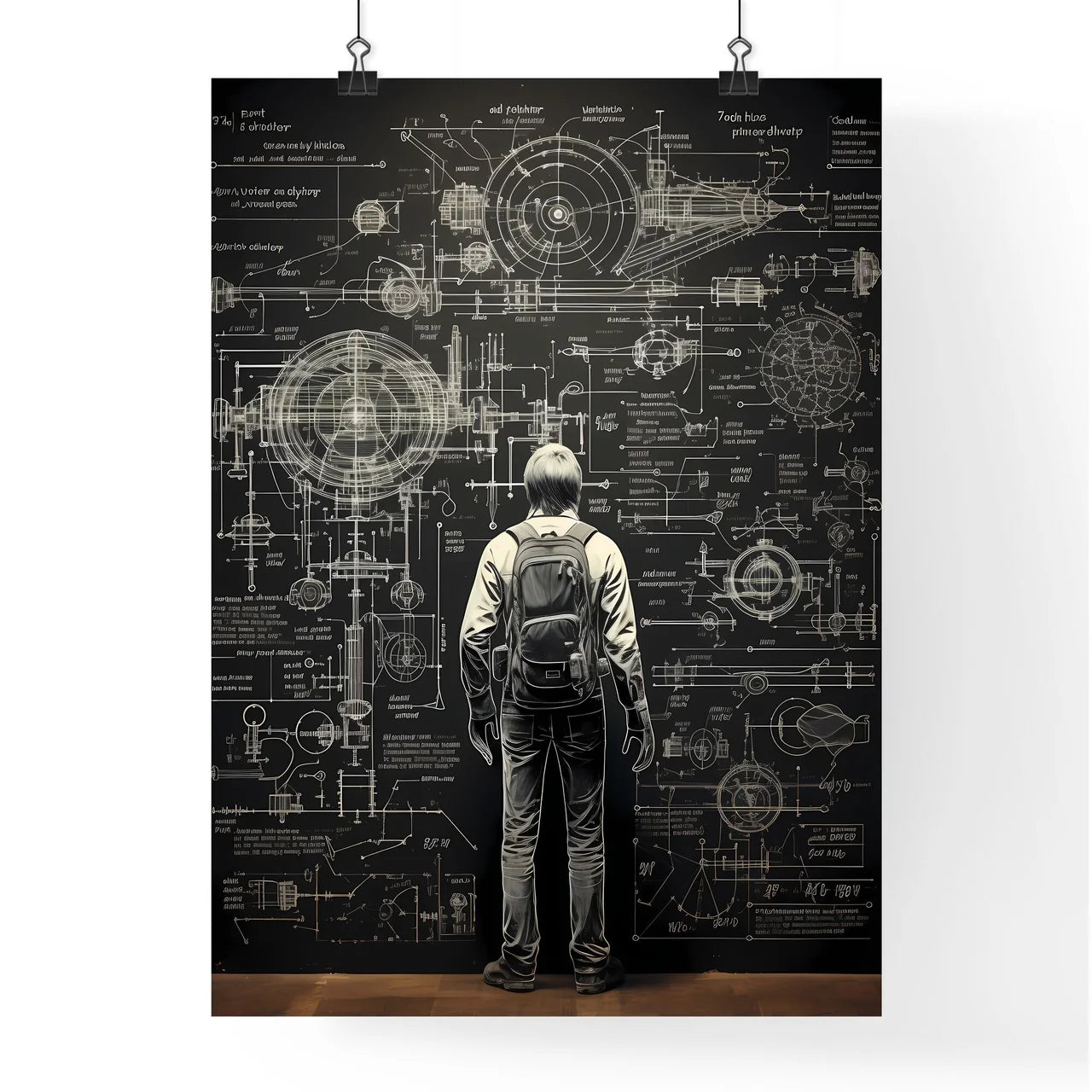 A Man Looking At A Large Diagra Poster