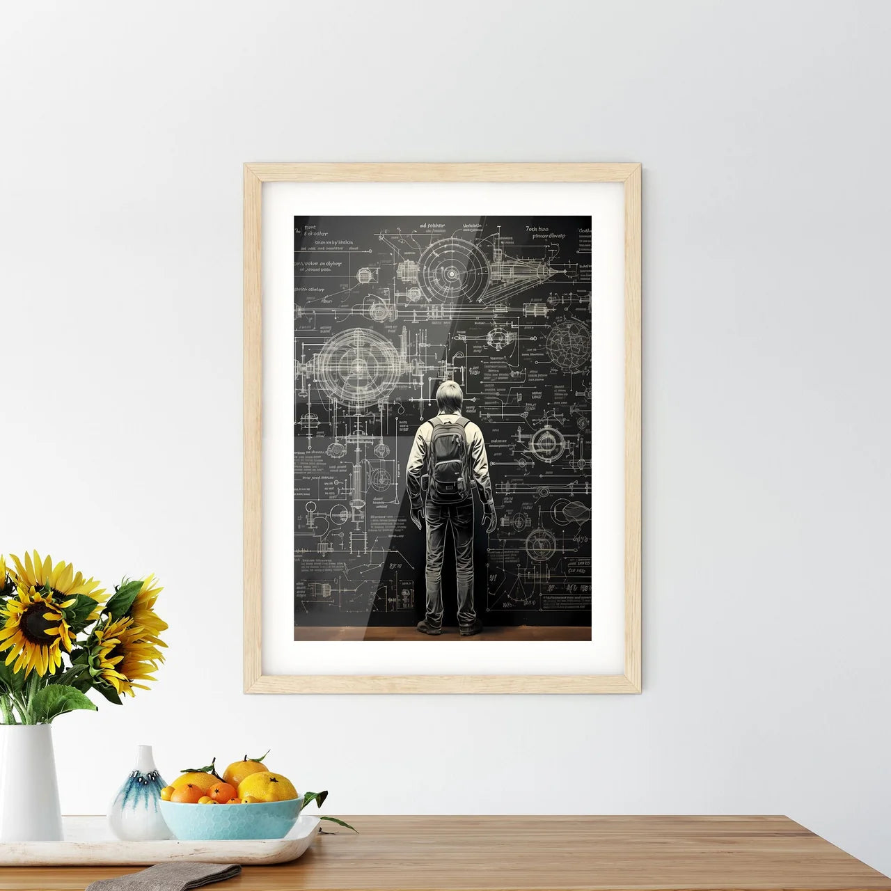 A Man Looking At A Large Diagra - Kitchen Hangings