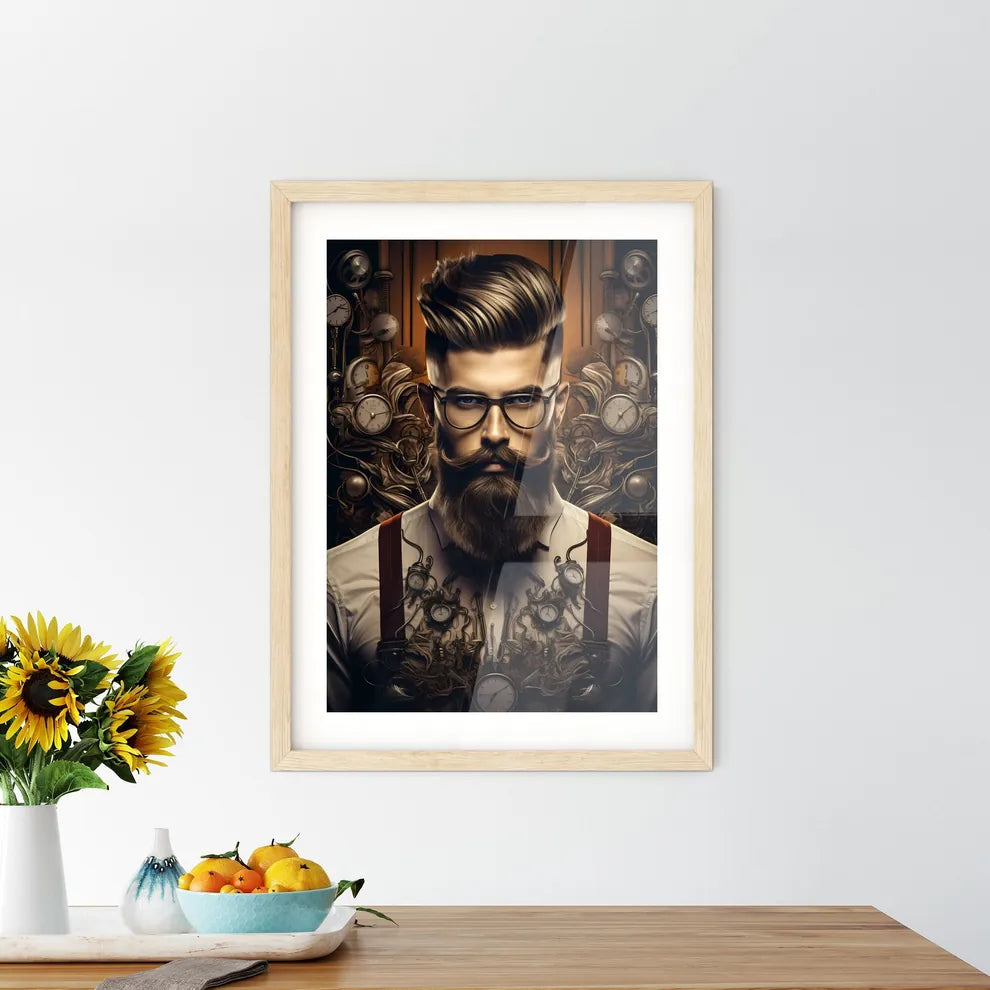 A Man With A Beard And Mustache Wearing Glasse Size Chart