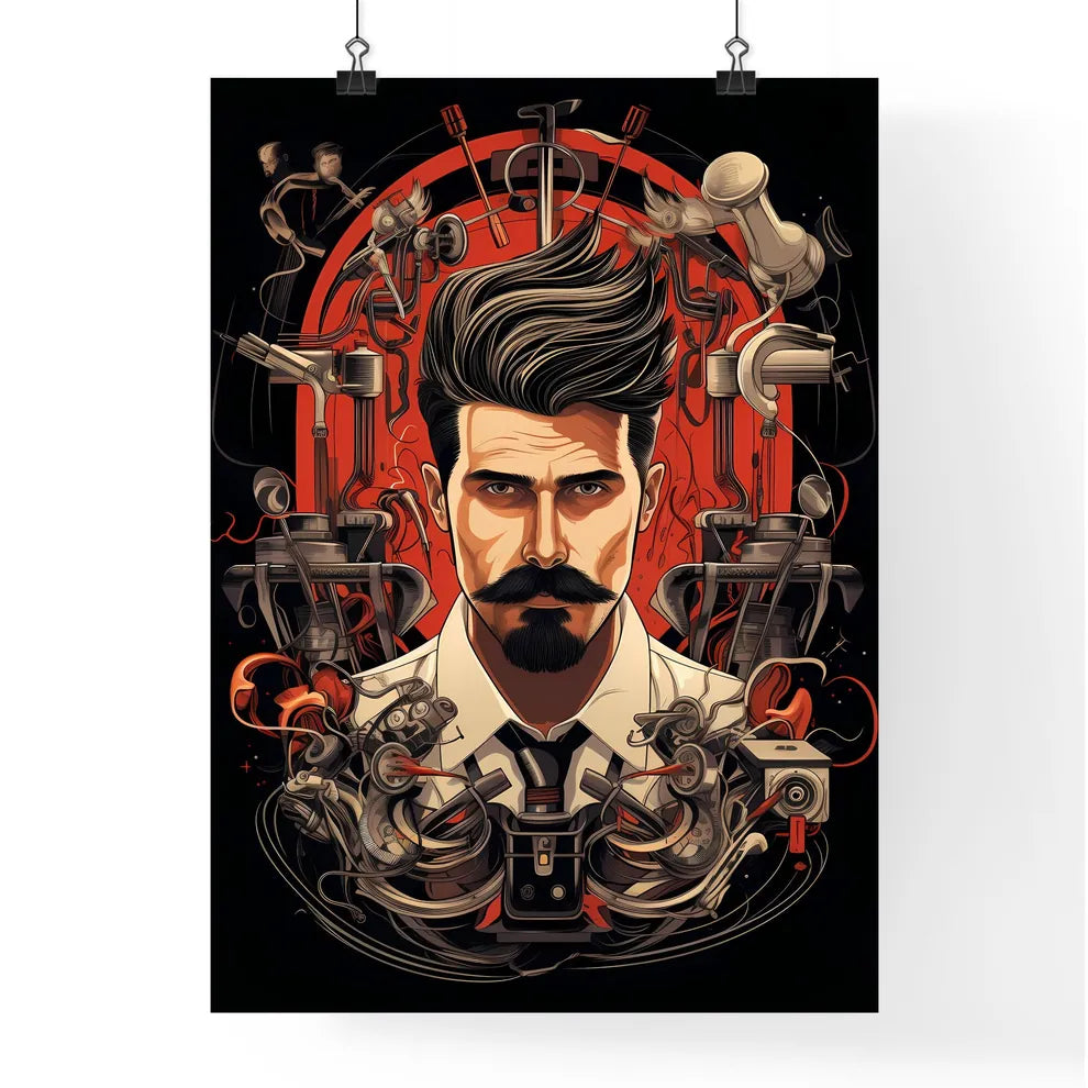 A Man With A Mustache And A Bear Poster