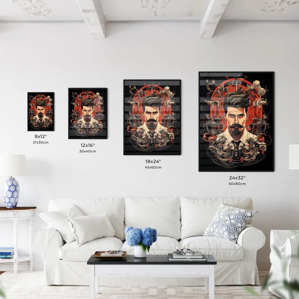 A Man With A Mustache And A Bear Wall Art