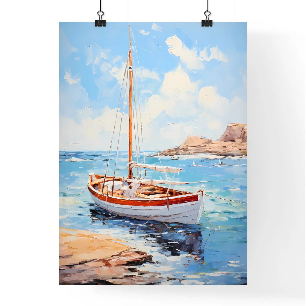 A Painting Of A Boat In The Wate Poster