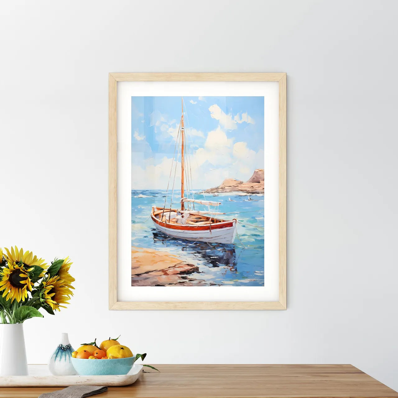 A Painting Of A Boat In The Wate - Kitchen Hangings