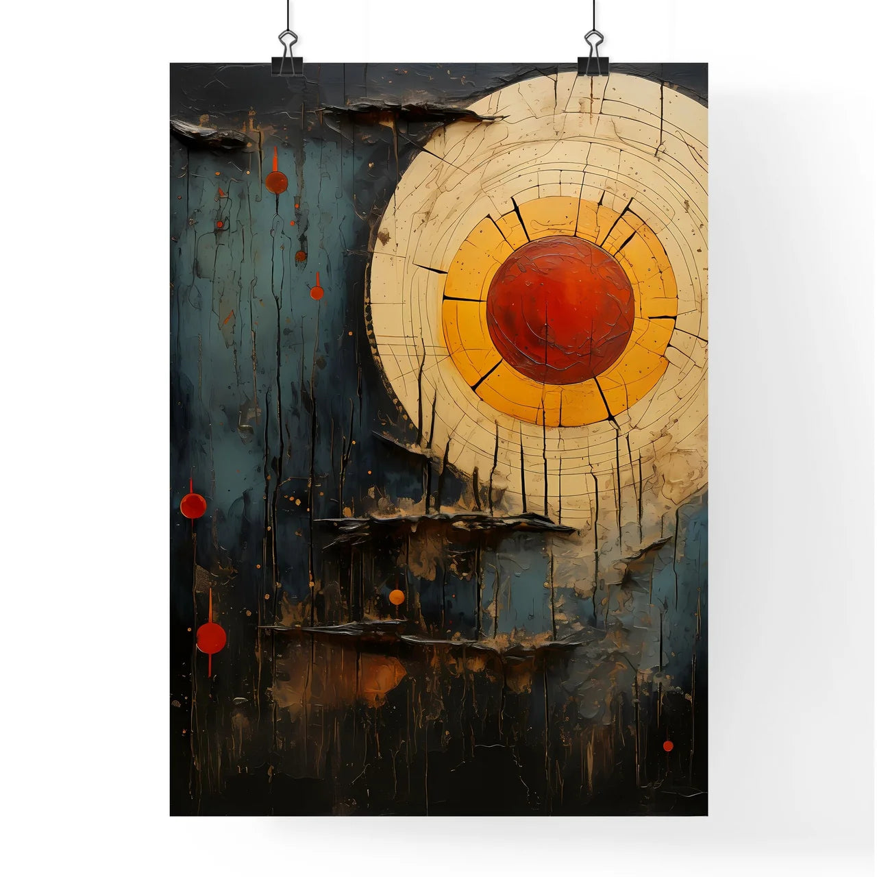 A Painting Of A Circle With Red And Yellow C Poster