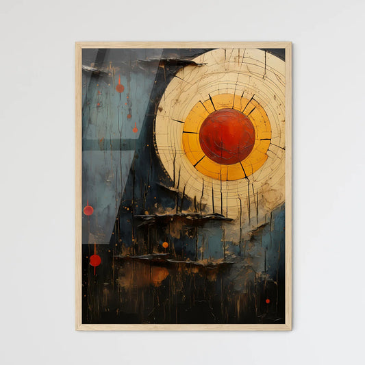 A Painting Of A Circle With Red And Yellow C - Framed Art Print