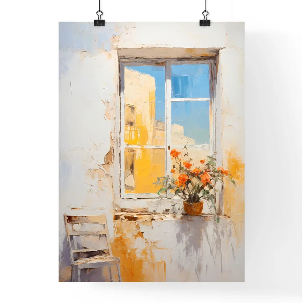 A Painting Of A Flower Pot On A Window Sill Poster