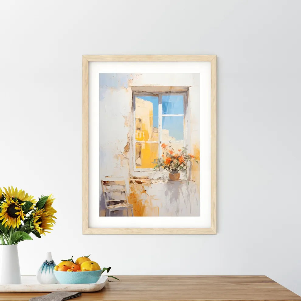 A Painting Of A Flower Pot On A Window Sill Size Chart