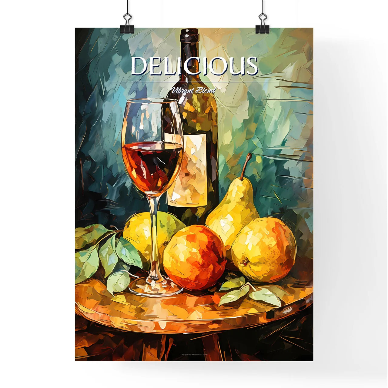 A Painting Of A Glass Of Wine And Frui Poster