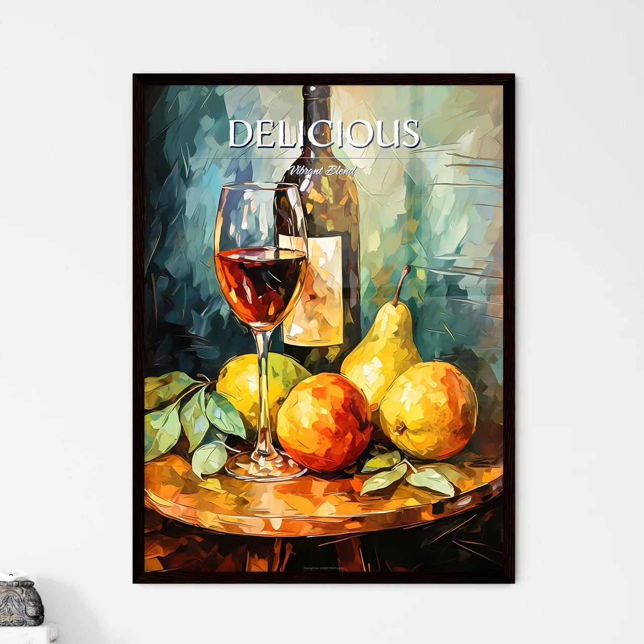 A Painting Of A Glass Of Wine And Frui - Framed Art Print