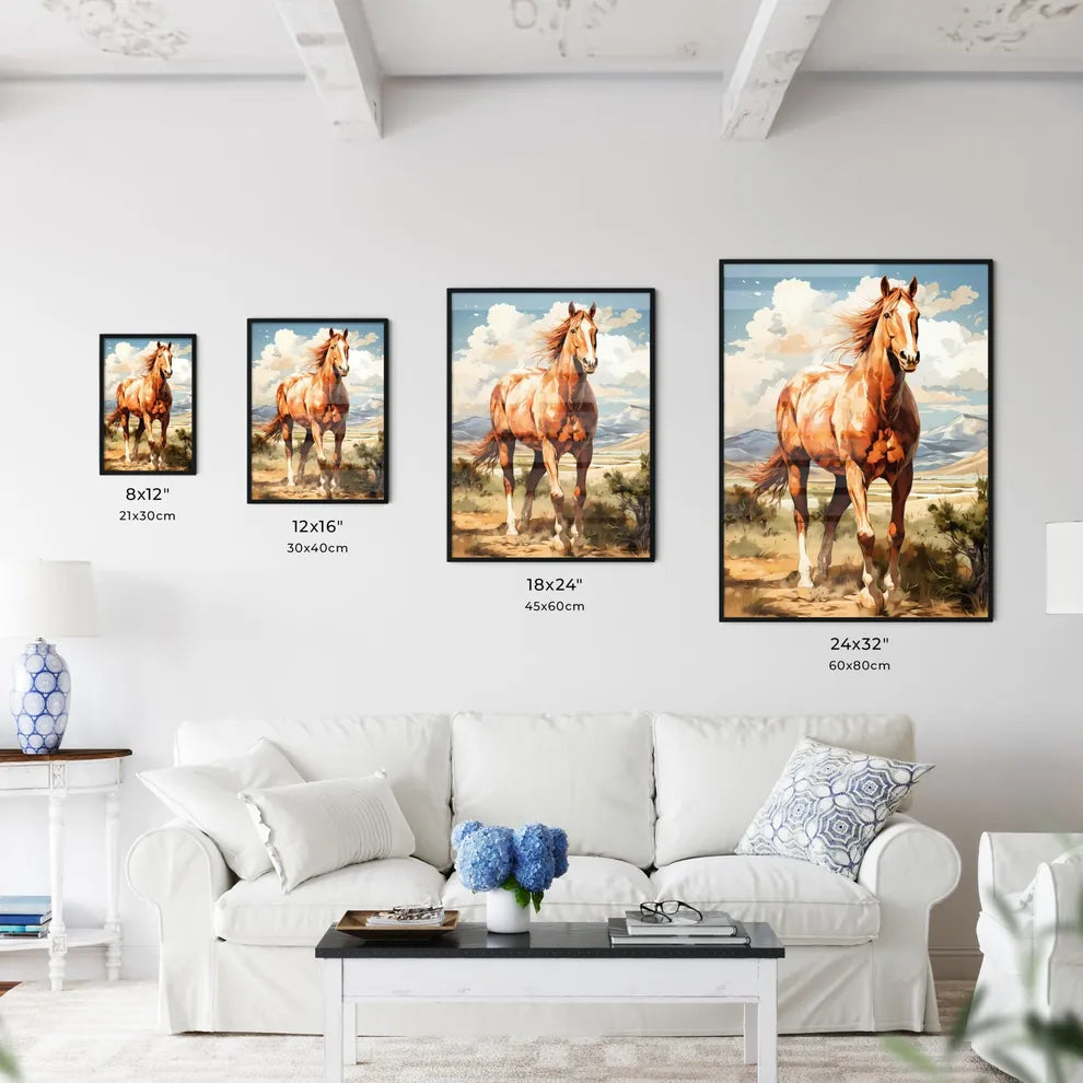 A Painting Of A Horse In A Fi Art Print