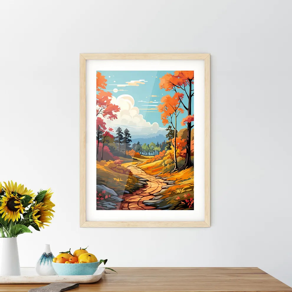 A Painting Of A Path Through A Fores - Kitchen Hangings
