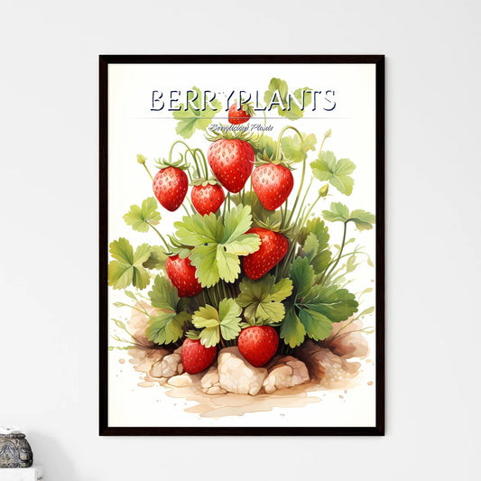 A Painting Of A Plant With Red Berries And L - Framed Art Print