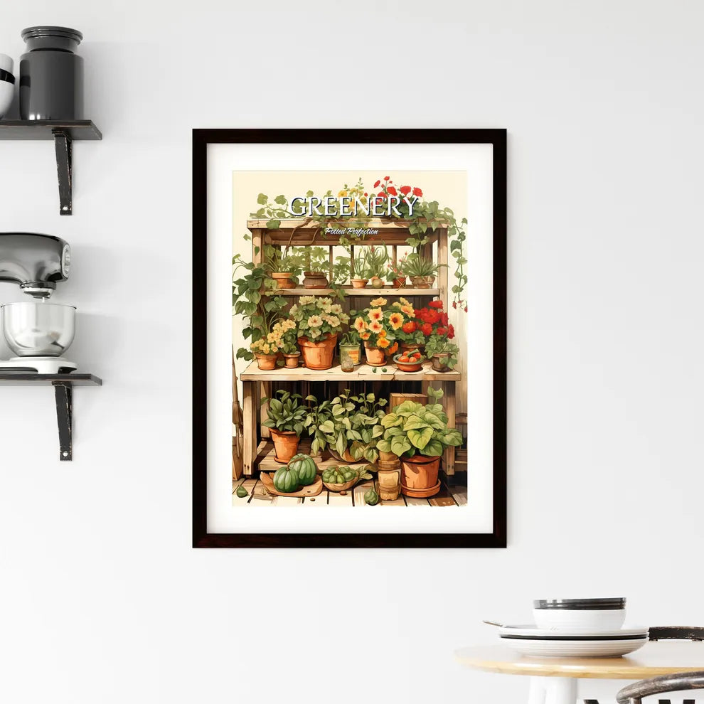 A Painting Of A Potted Plant Shel Framed Print