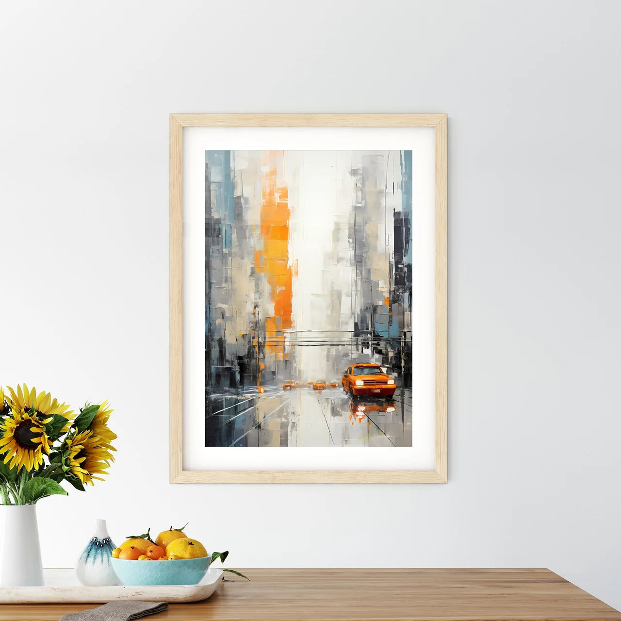 A Painting Of A Street With Cars Size Chart