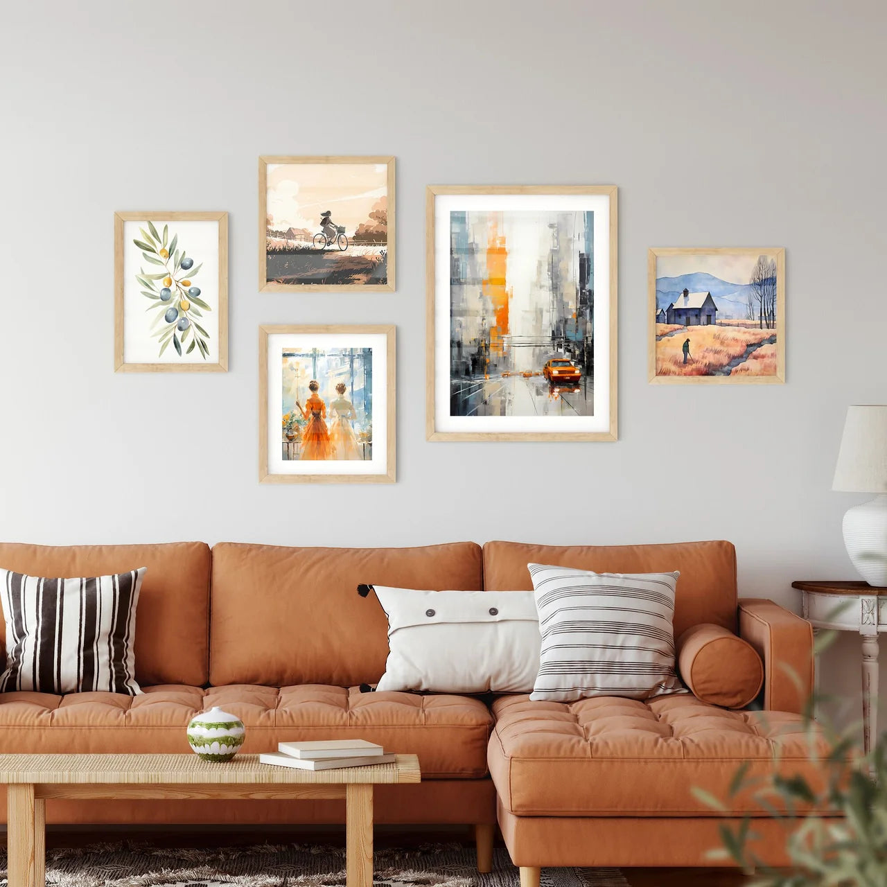 A Painting Of A Street With Cars Custom Print