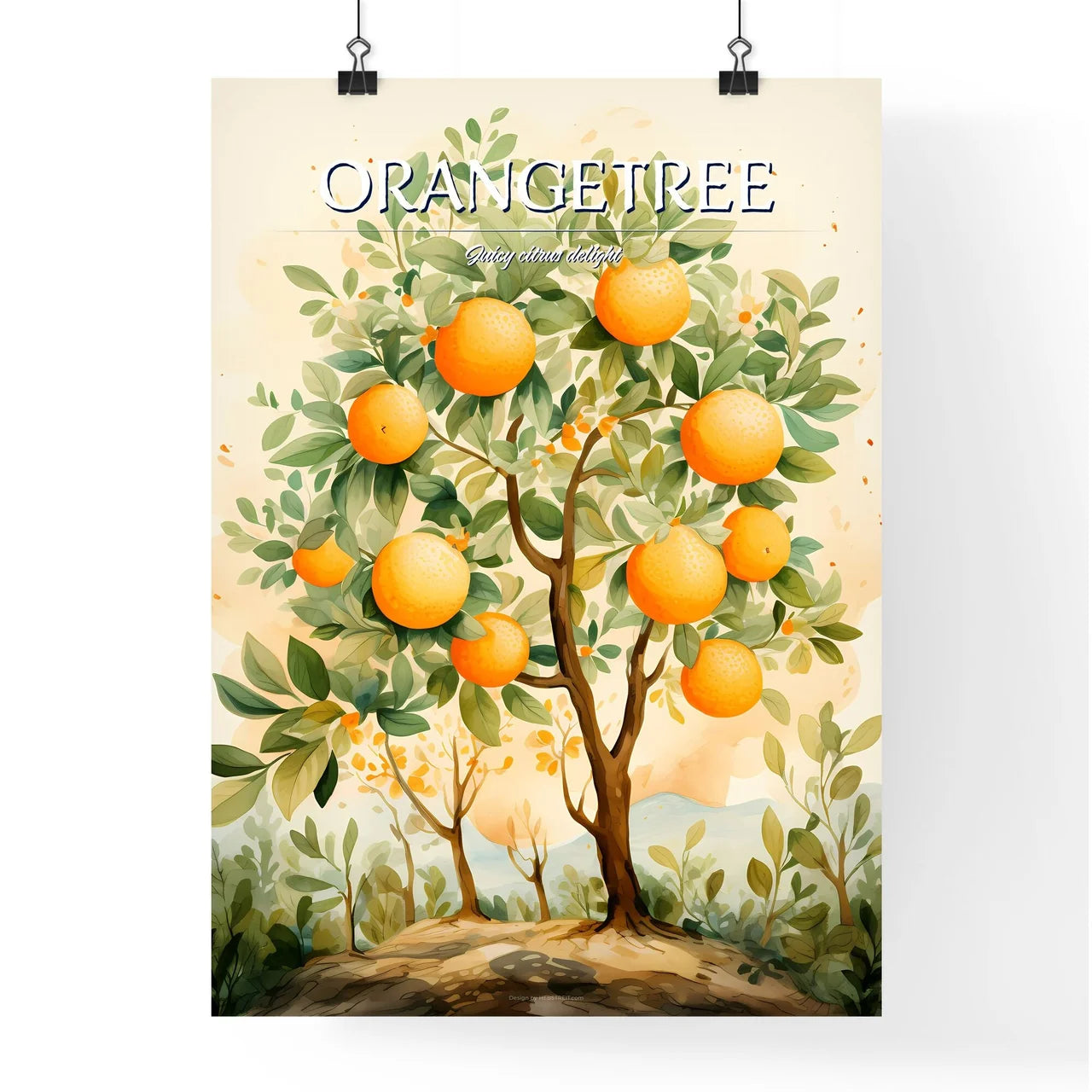 A Painting Of A Tree With Orange Poster