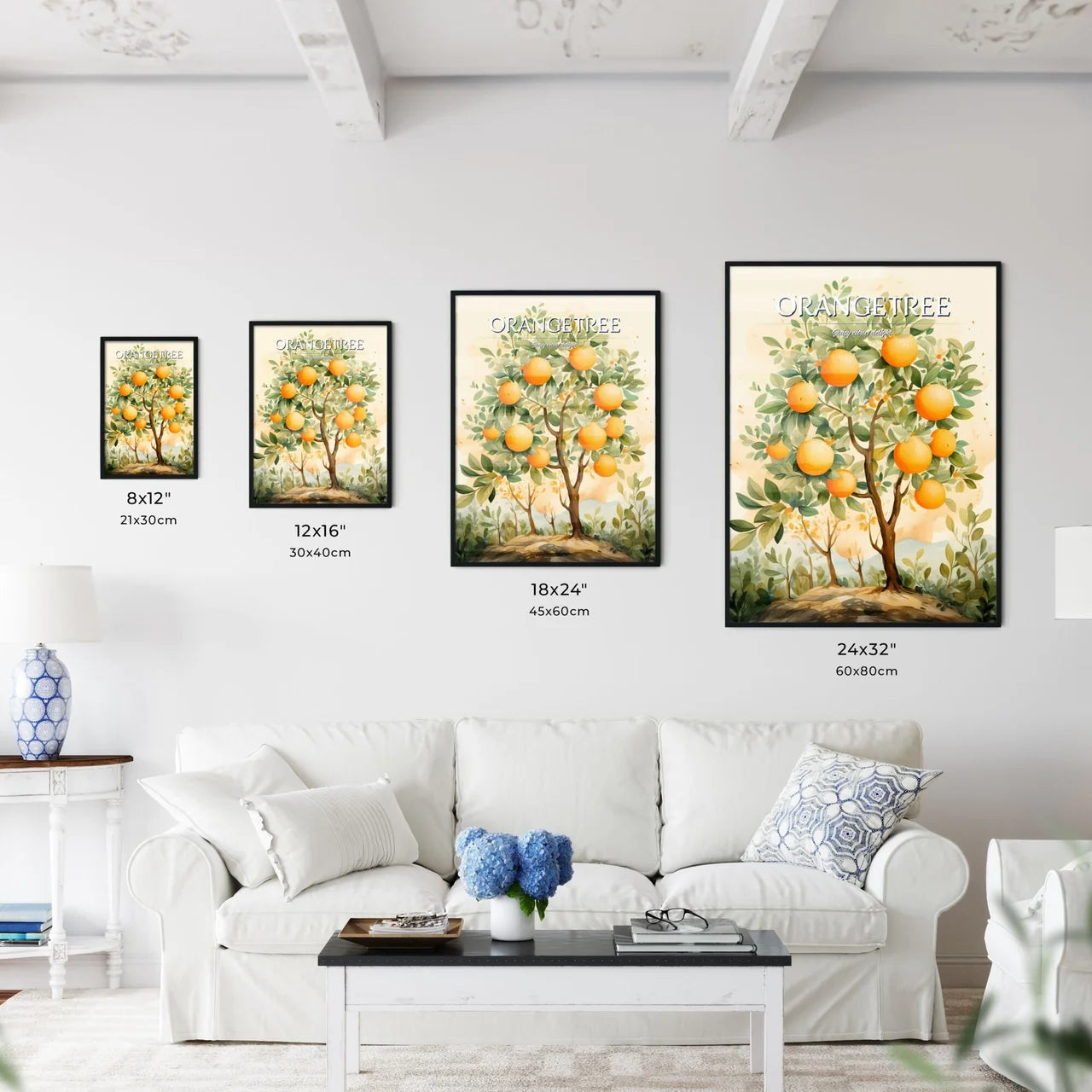 A Painting Of A Tree With Orange - Kitchen Hangings