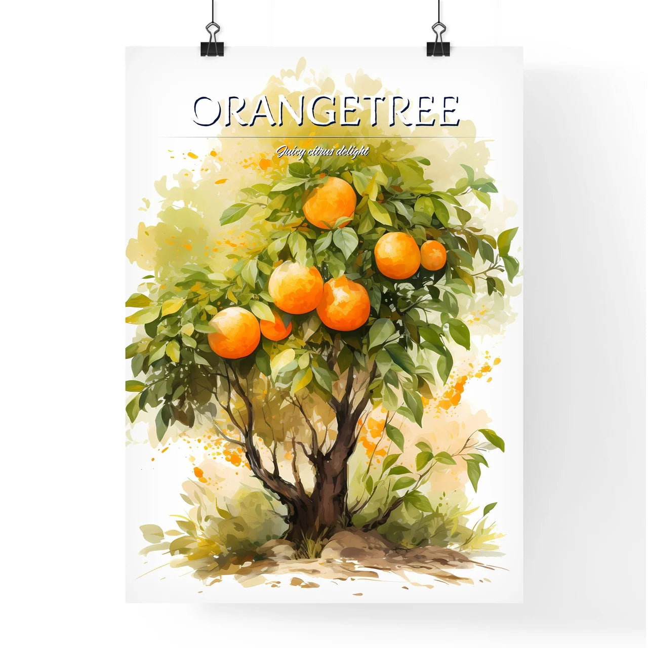 A Painting Of A Tree With Orange Poster