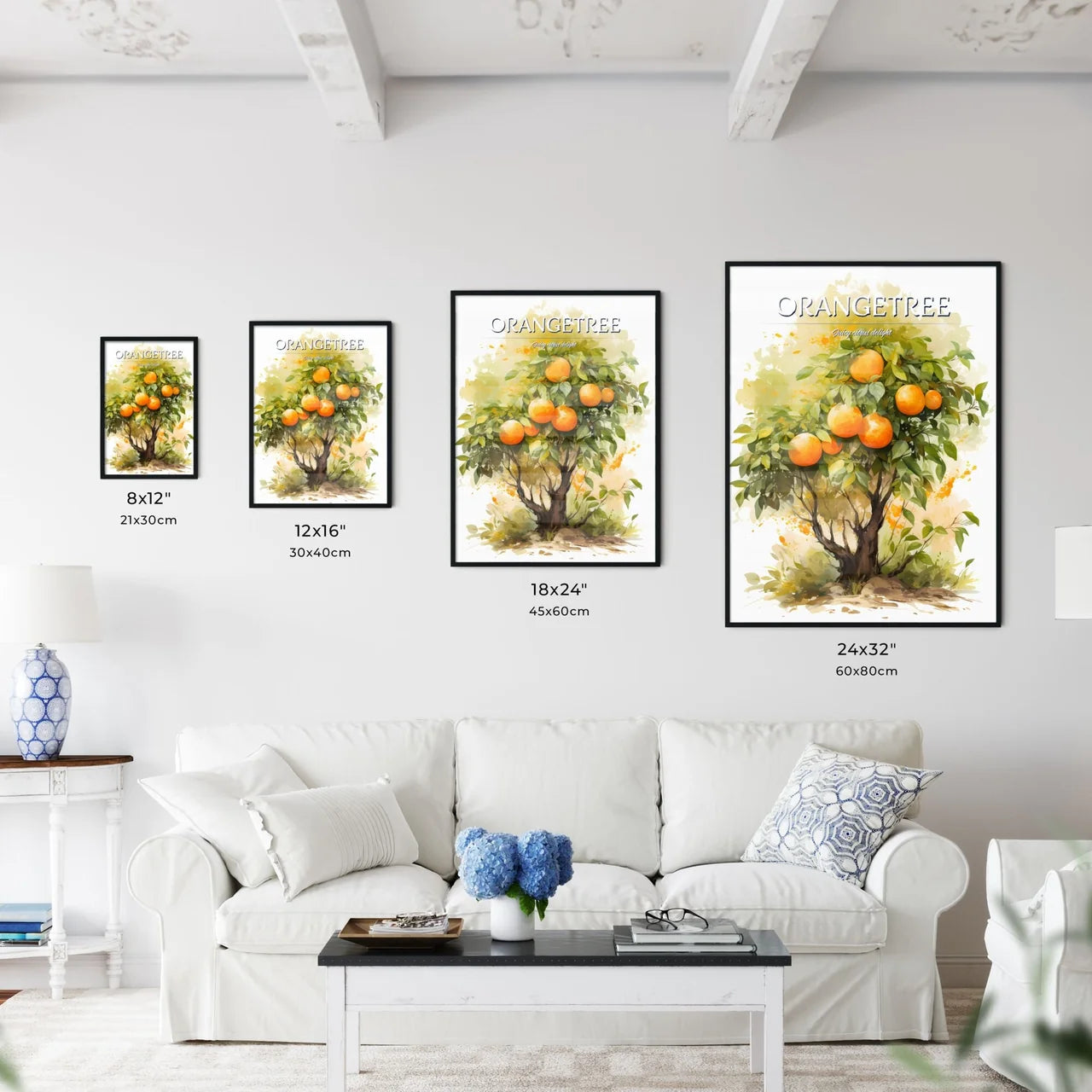 A Painting Of A Tree With Orange - Kitchen Hangings
