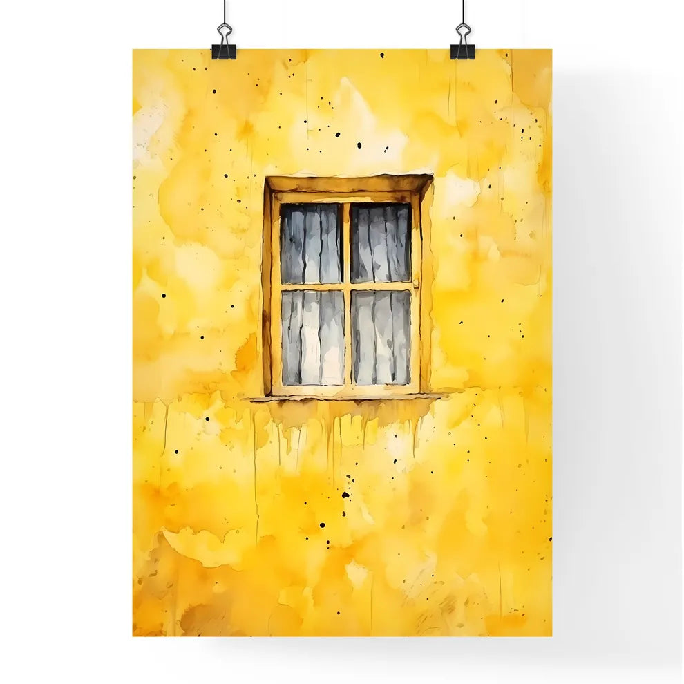 A Painting Of A Window On A Yellow Wall Poster