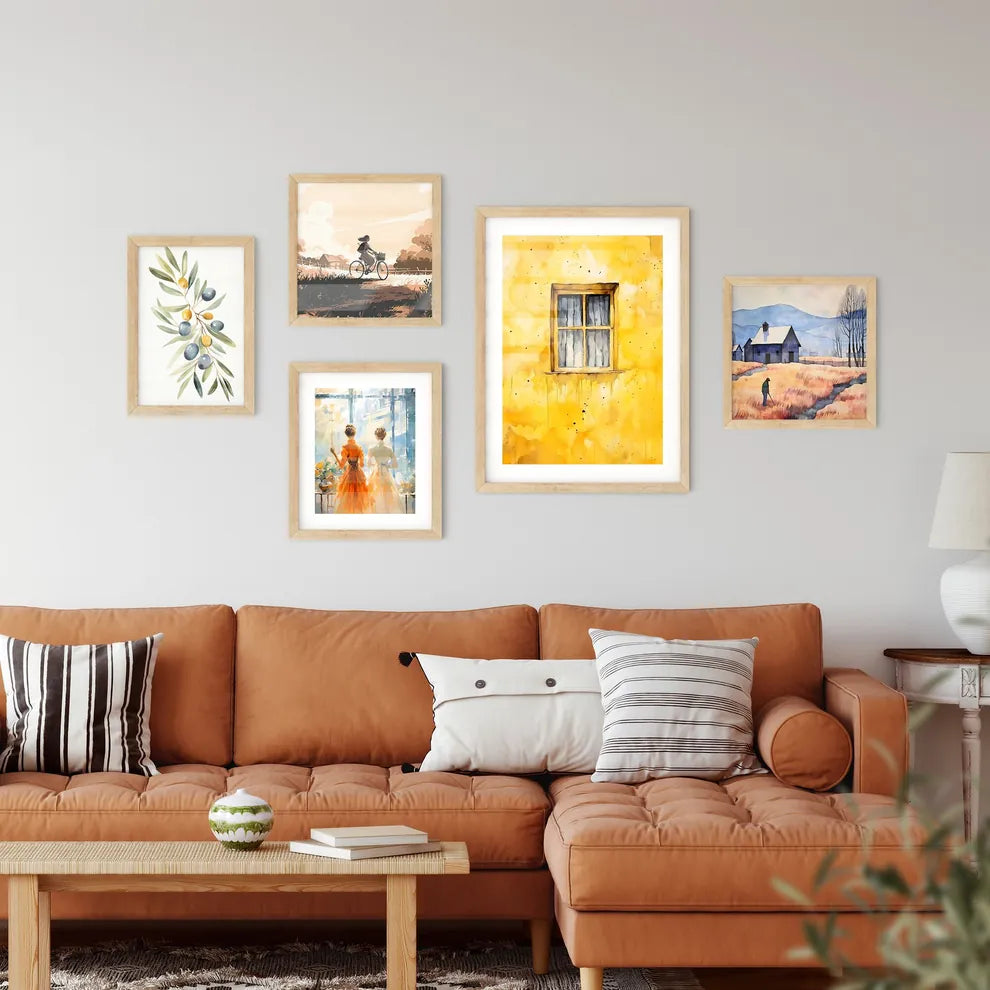 A Painting Of A Window On A Yellow Wall Custom Print