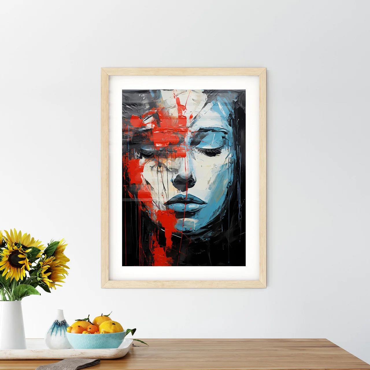 A Painting Of A Woman's Fac - Kitchen Hangings