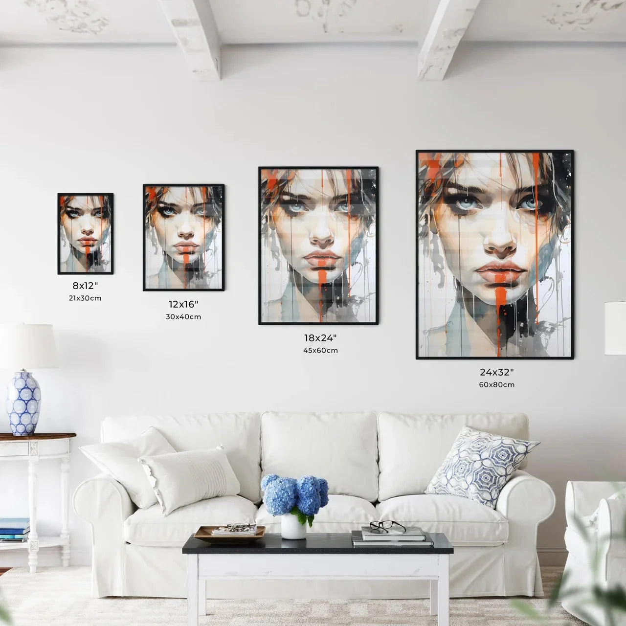 A Painting Of A Woman With Paint Dripping Of Wall Art