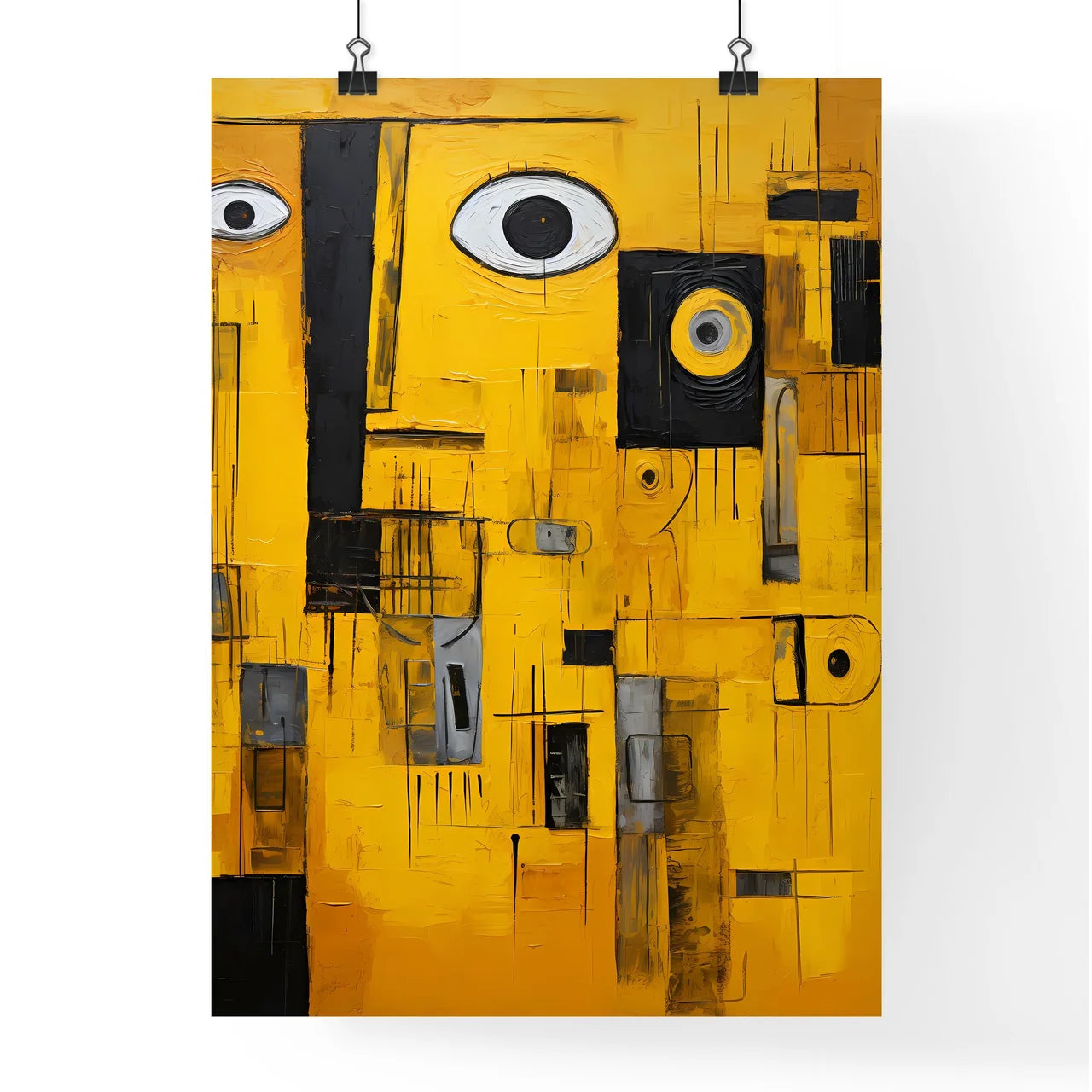 A Painting Of A Yellow And Black Fac Poster