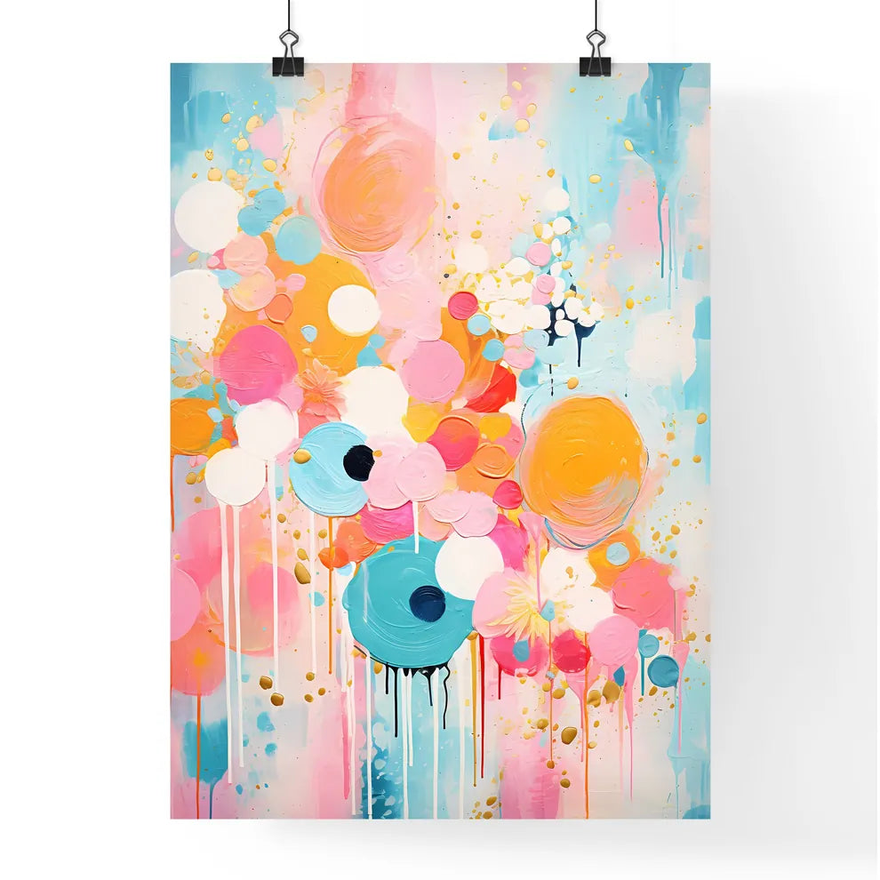 A Painting Of Colorful Circles And Splatter Poster