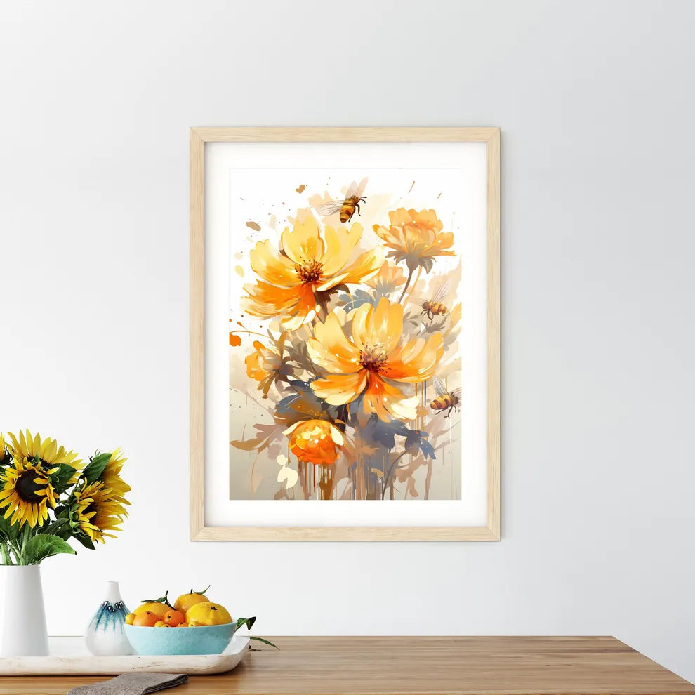 A Painting Of Flowers And Bee Size Chart