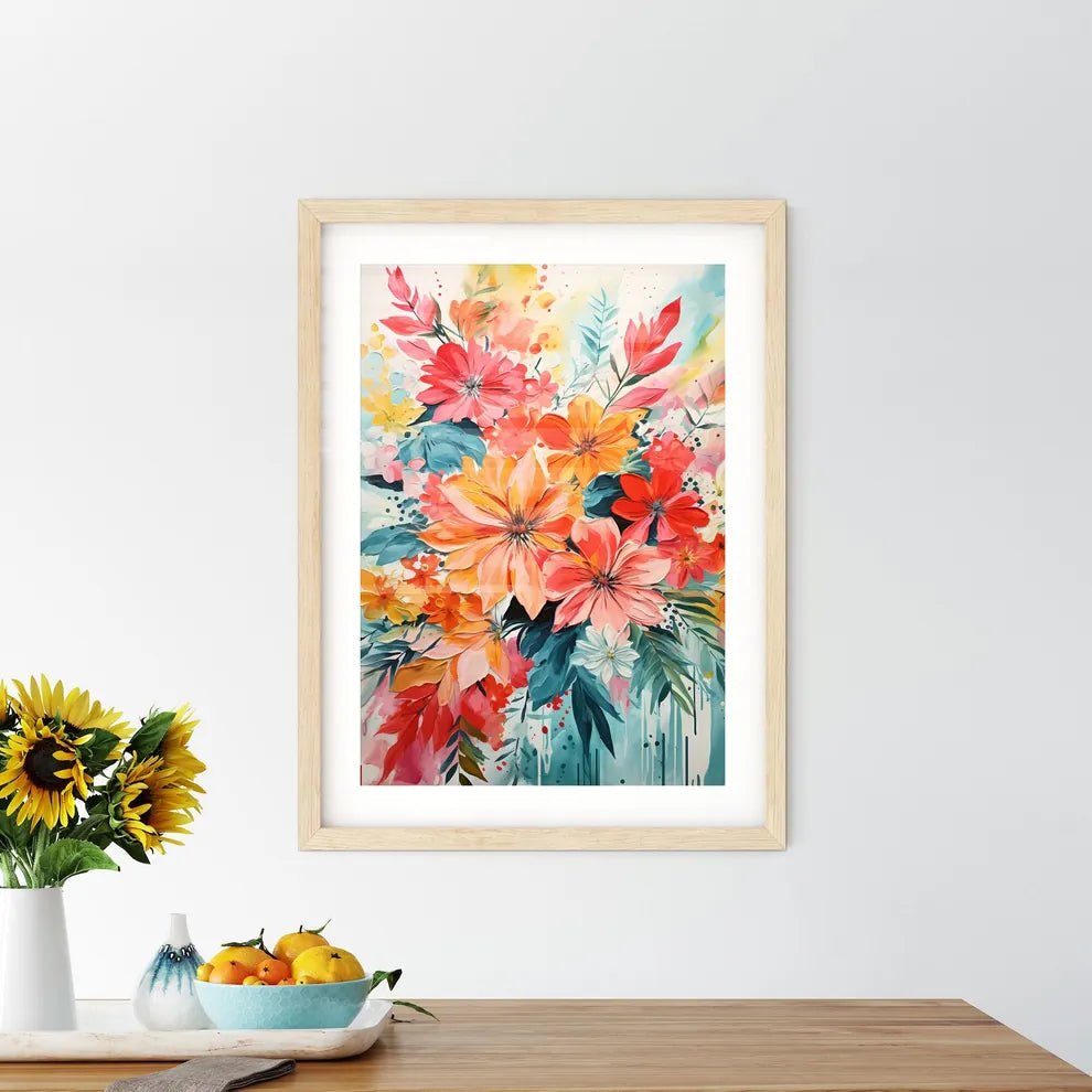 A Painting Of Flowers And Leave - Kitchen Hangings
