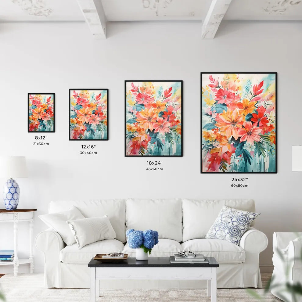 A Painting Of Flowers And Leave Wall Art