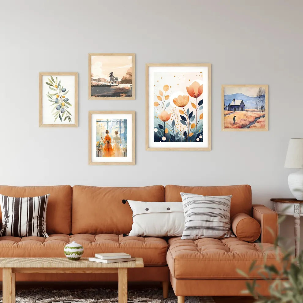 A Painting Of Flowers And Leave Framed Print