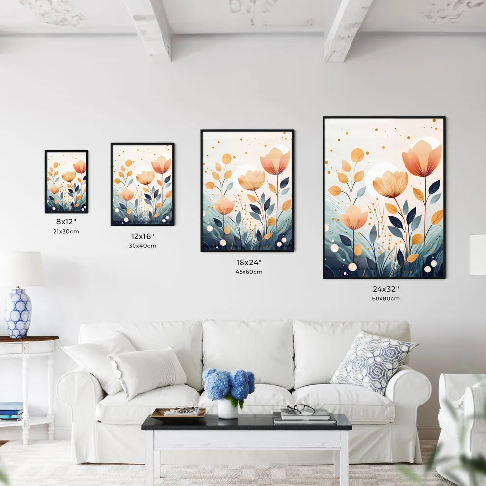 A Painting Of Flowers And Leave Wall Art