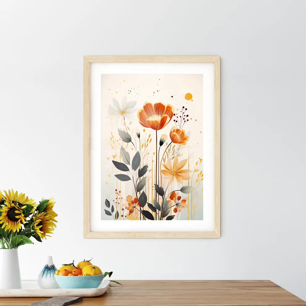 A Painting Of Flowers And Leave - Kitchen Hangings