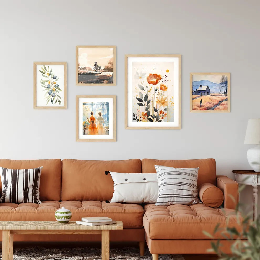 A Painting Of Flowers And Leave Framed Print