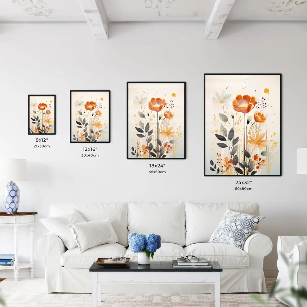 A Painting Of Flowers And Leave Wall Art