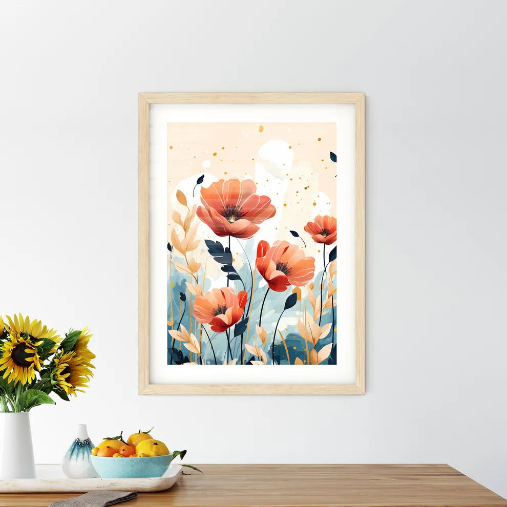 A Painting Of Flowers And Leave - Kitchen Hangings