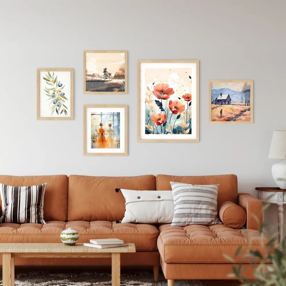 A Painting Of Flowers And Leave Framed Print