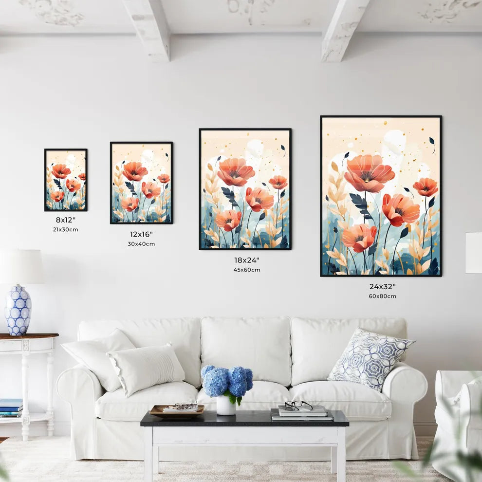 A Painting Of Flowers And Leave Wall Art