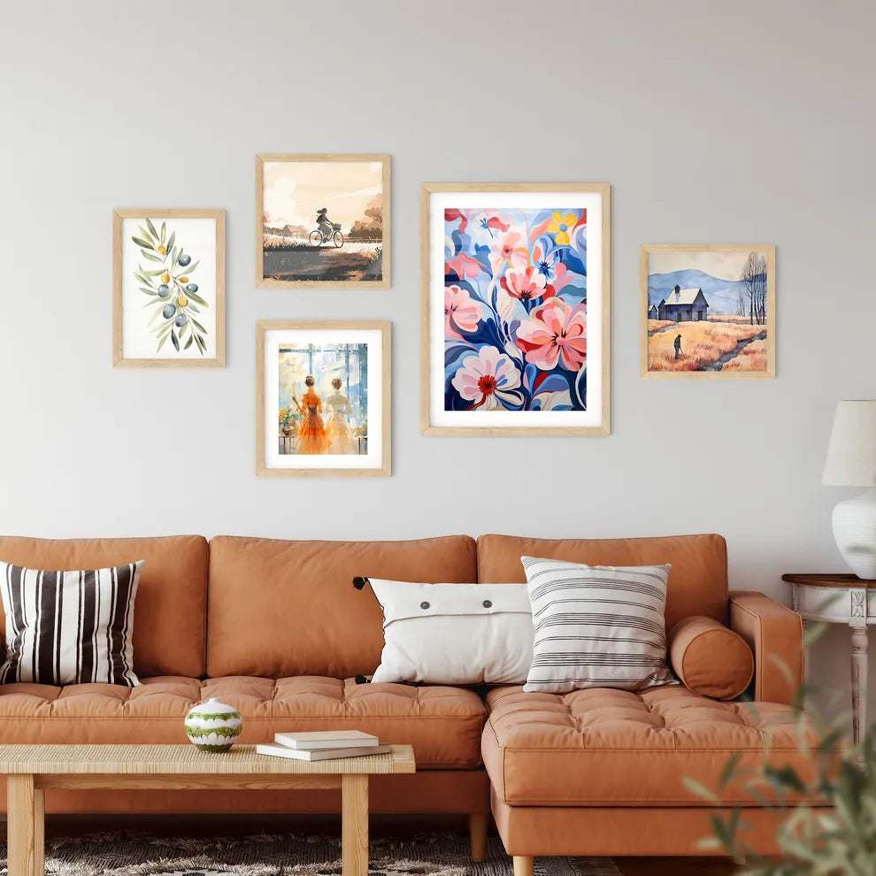 A Painting Of Flowers And Leave Framed Print