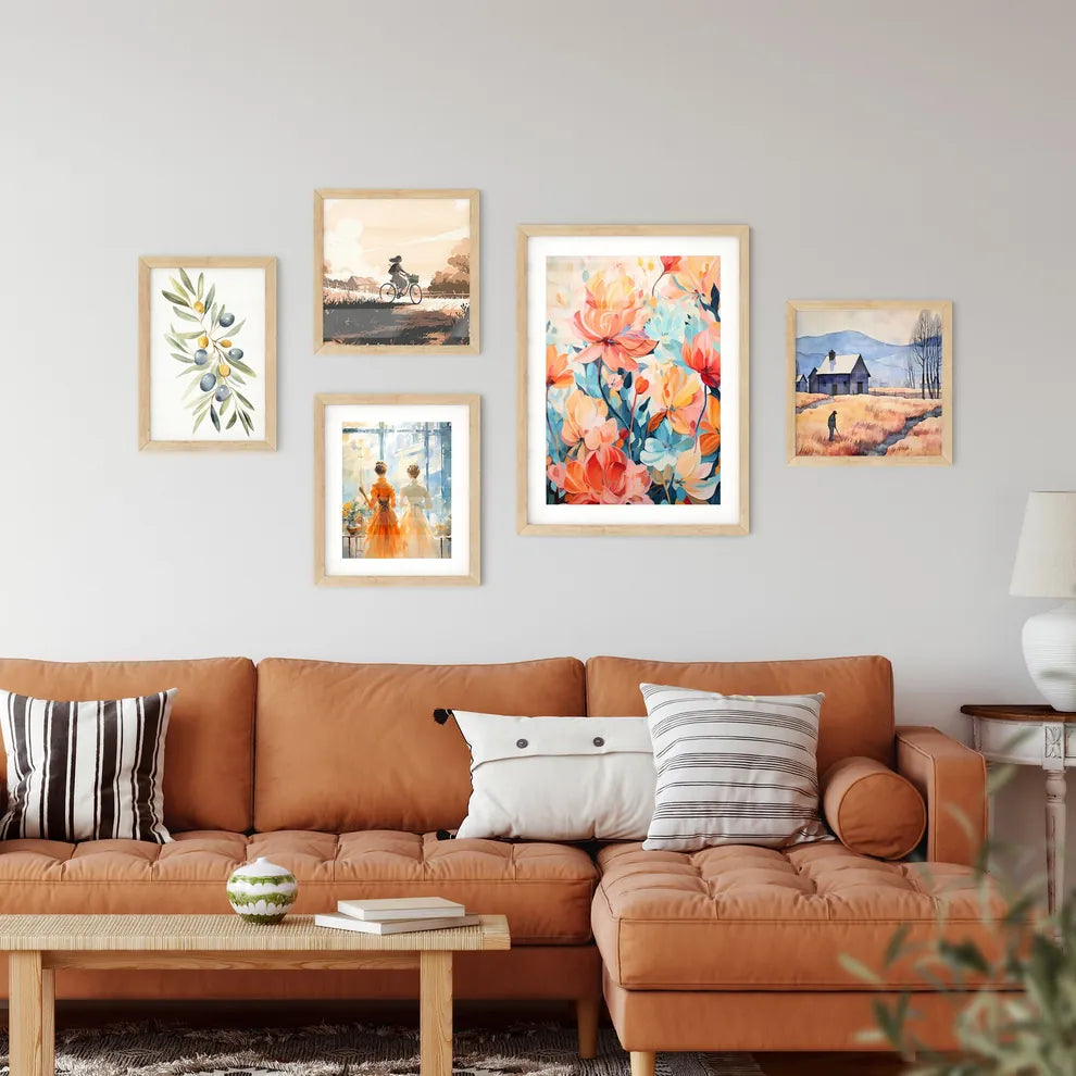 A Painting Of Flowers And Leave Framed Print