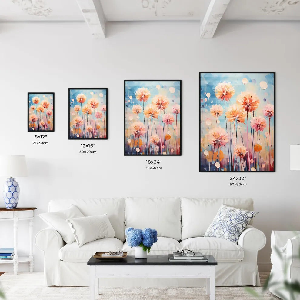 A Painting Of Flowers In A Fiel Wall Art