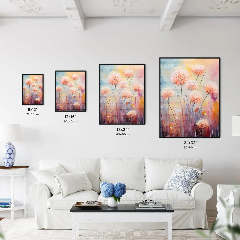 A Painting Of Flowers On A Colorful Backgrou Wall Art