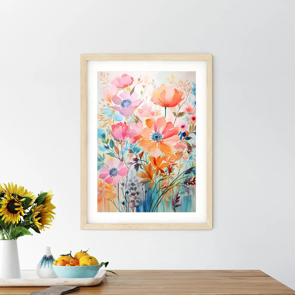 A Painting Of Flowers On A Wal - Kitchen Hangings