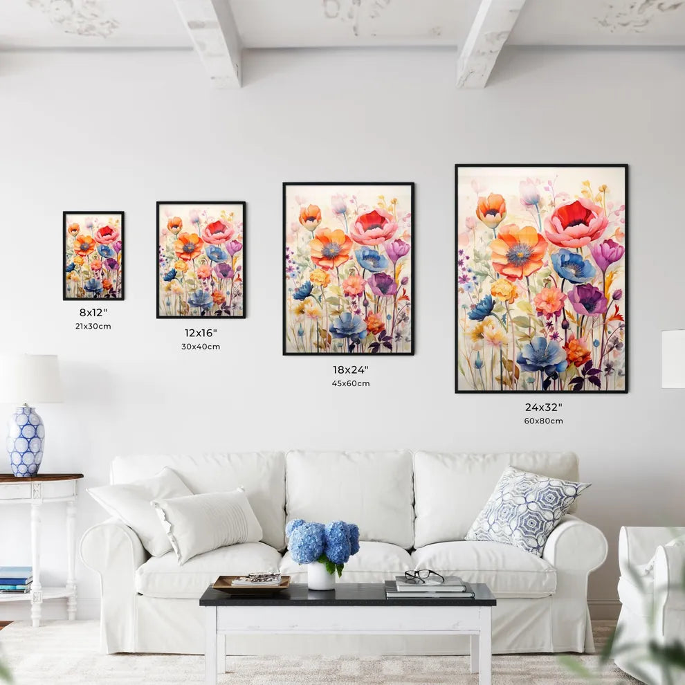 A Painting Of Flowers On A White Backgroun Wall Art