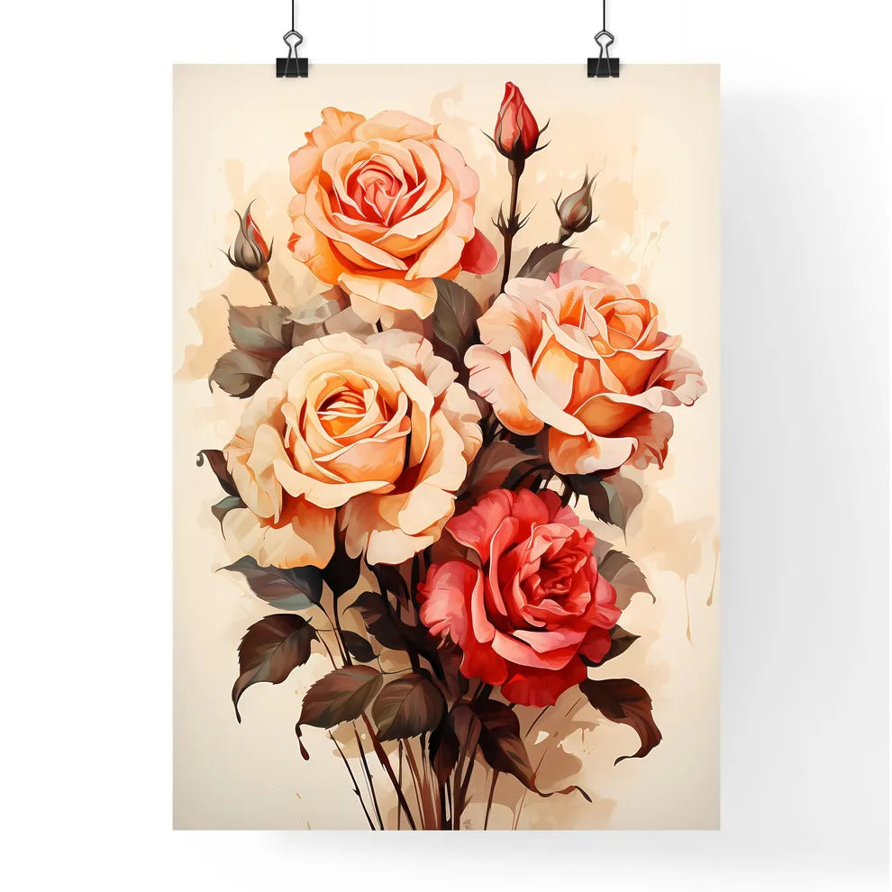 A Painting Of Flowers On A White Backgroun Poster