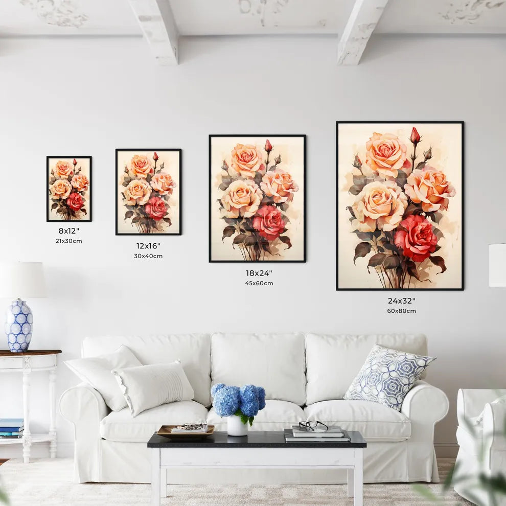 A Painting Of Flowers On A White Backgroun Wall Art